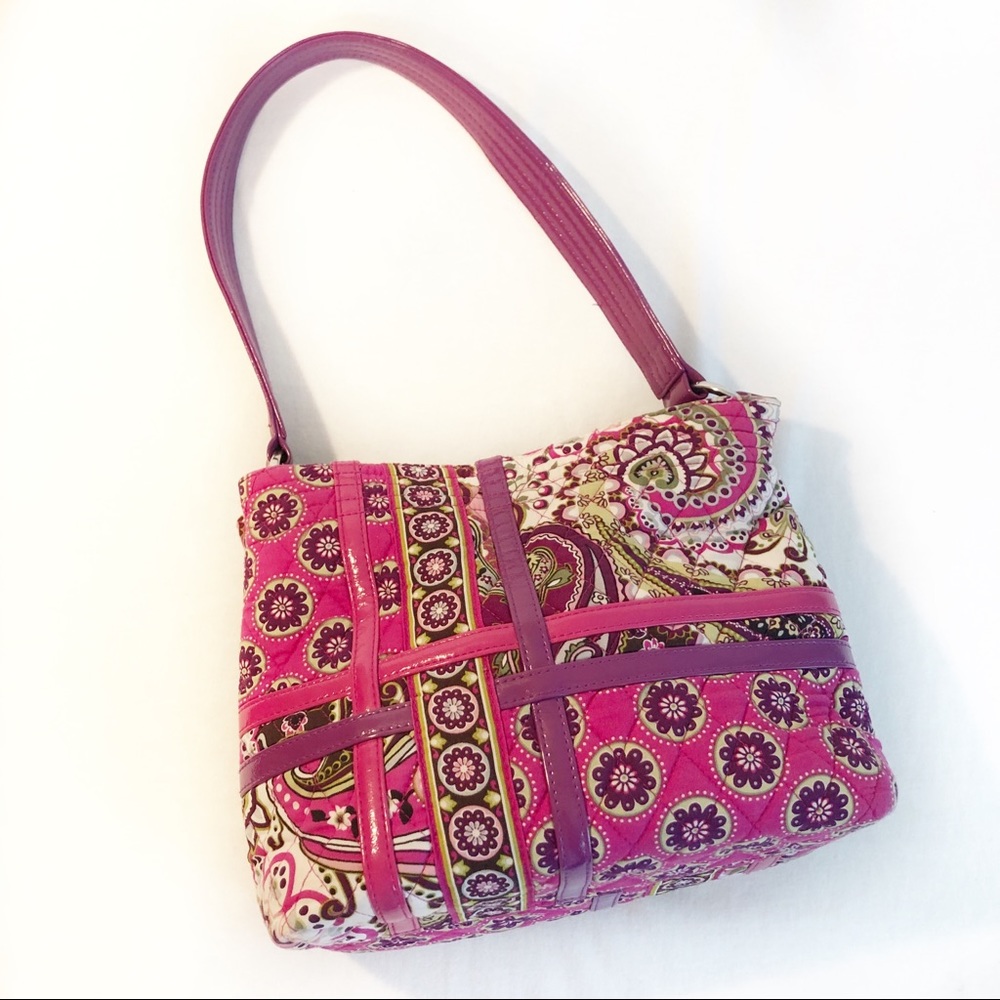 Vera Bradley pink purple shoulder bag medium